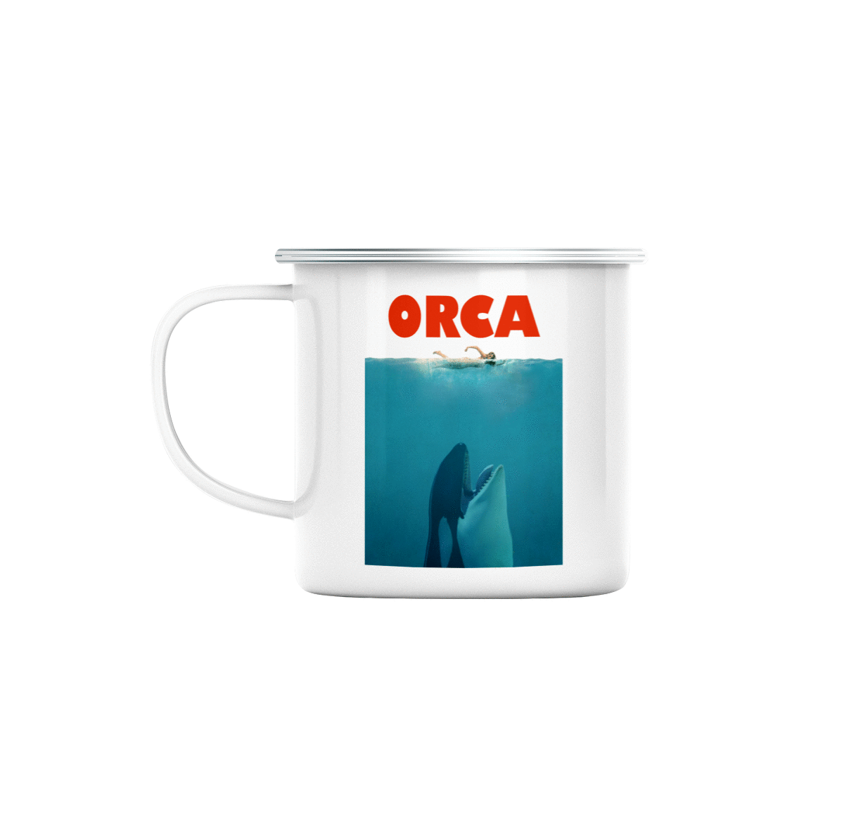 Mug GEEK en Métal Emaillé Orca - Requin Parodie Film Series Requin Orque