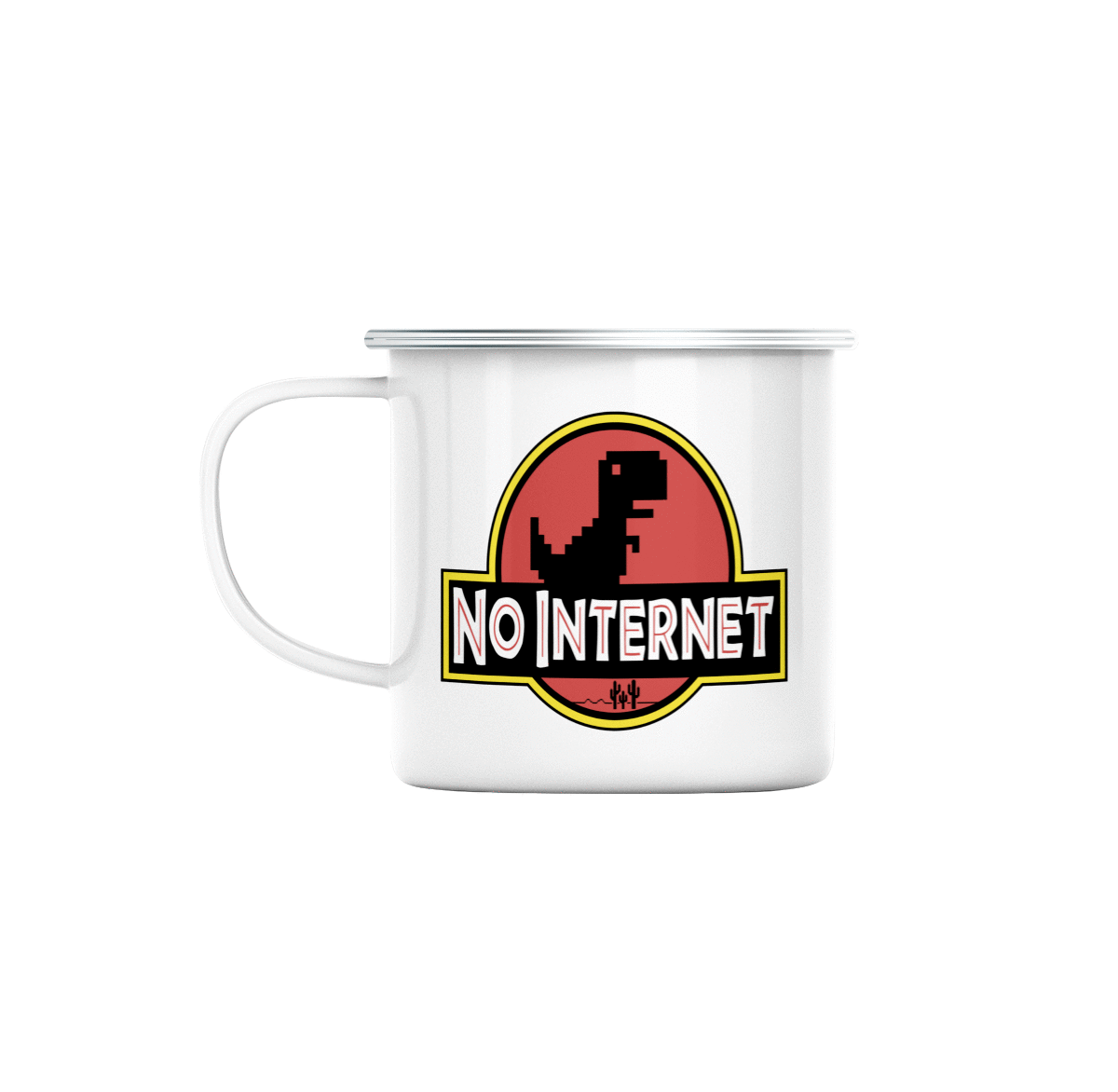 Mug GEEK en Métal Emaillé  Not Internet Dinosaure Jurassic Parodie Film Marque