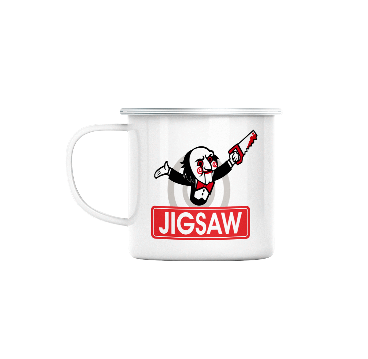 Mug GEEK en Métal Emaillé Monopoly Jigsaw Parodie Film Jeu Halloween