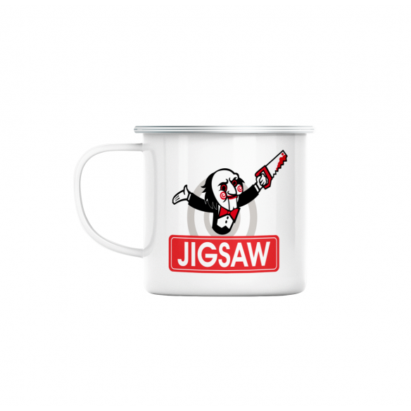 Mug GEEK en Métal Emaillé Monopoly Jigsaw Parodie Film Jeu Halloween