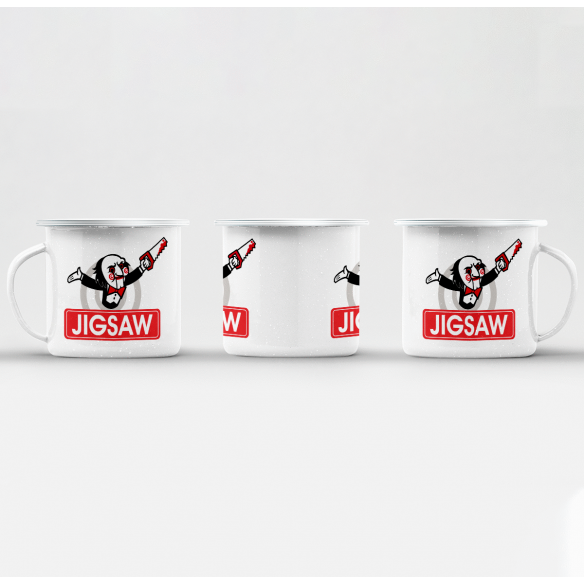 Mug GEEK en Métal Emaillé Monopoly Jigsaw Parodie Film Jeu Halloween