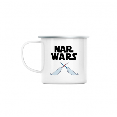 Mug GEEK en Métal Emaillé Nar Wars La guerre des Narvals Parodie Film Etoiles Science fiction