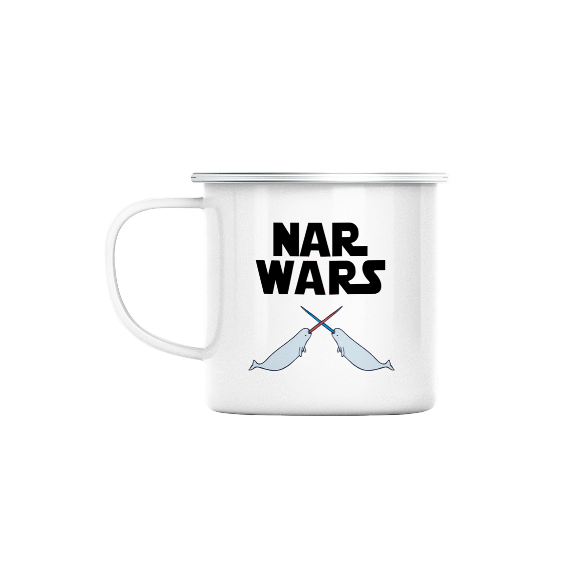 Mug GEEK en Métal Emaillé Nar Wars La guerre des Narvals Parodie Film Etoiles Science fiction