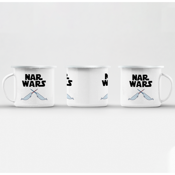 Mug GEEK en Métal Emaillé Nar Wars La guerre des Narvals Parodie Film Etoiles Science fiction