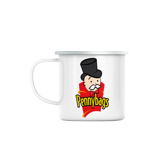 Mug GEEK en Métal Emaillé Pennybags Chips Parodie Jeu de Plateau Marque