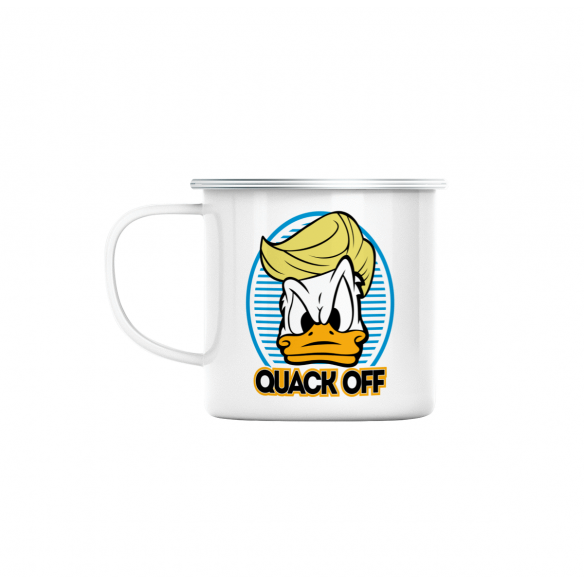 Mug GEEK en Métal Emaillé Donald Trump - Quack Off Parodie Film Président Anime