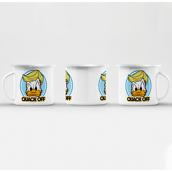 Mug GEEK en Métal Emaillé Donald Trump - Quack Off Parodie Film Président Anime