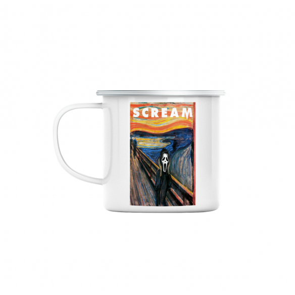 Mug GEEK en Métal Emaillé Scream Ghostface Munch Parodie Film Peinture Art