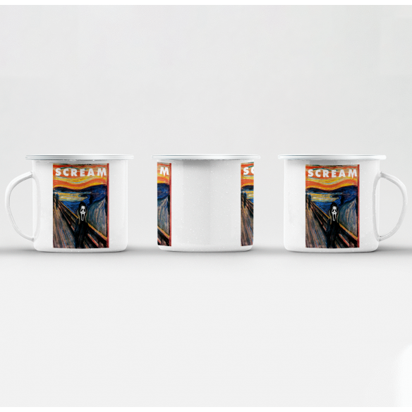 Mug GEEK en Métal Emaillé Scream Ghostface Munch Parodie Film Peinture Art