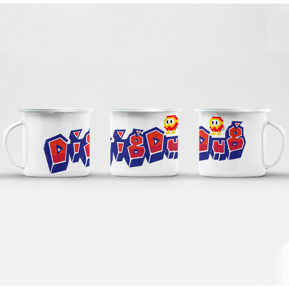 Mug GEEK en Métal Emaillé Dig Dug Jeux Vidéo Retro Gaming Vintage Arcade