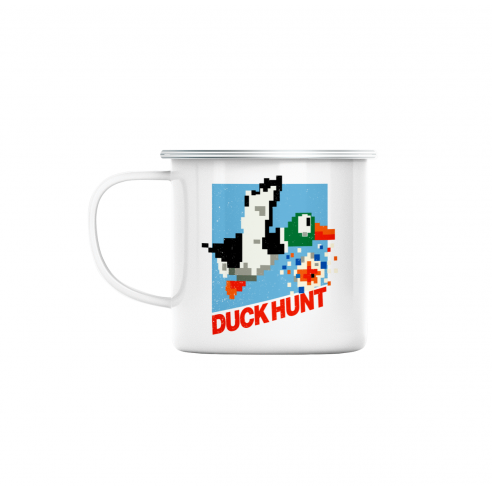 Mug GEEK en Métal Emaillé Duck Hunt 8 bit Jeux Vidéo Retro Gaming Vintage Arcade