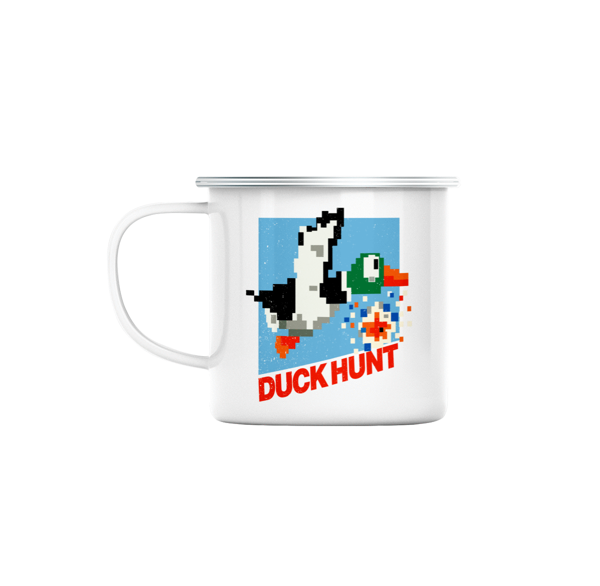 Mug GEEK en Métal Emaillé Duck Hunt 8 bit Jeux Vidéo Retro Gaming Vintage Arcade