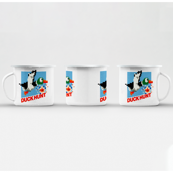 Mug GEEK en Métal Emaillé Duck Hunt 8 bit Jeux Vidéo Retro Gaming Vintage Arcade