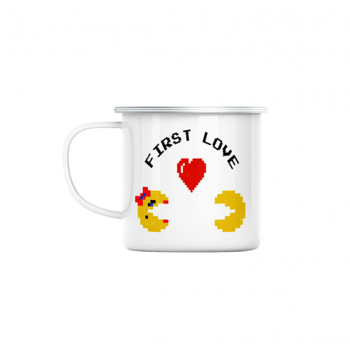 Mug GEEK en Métal Emaillé First Love Jeux Vidéo Retro Gaming Saint Valentin 8 Bit