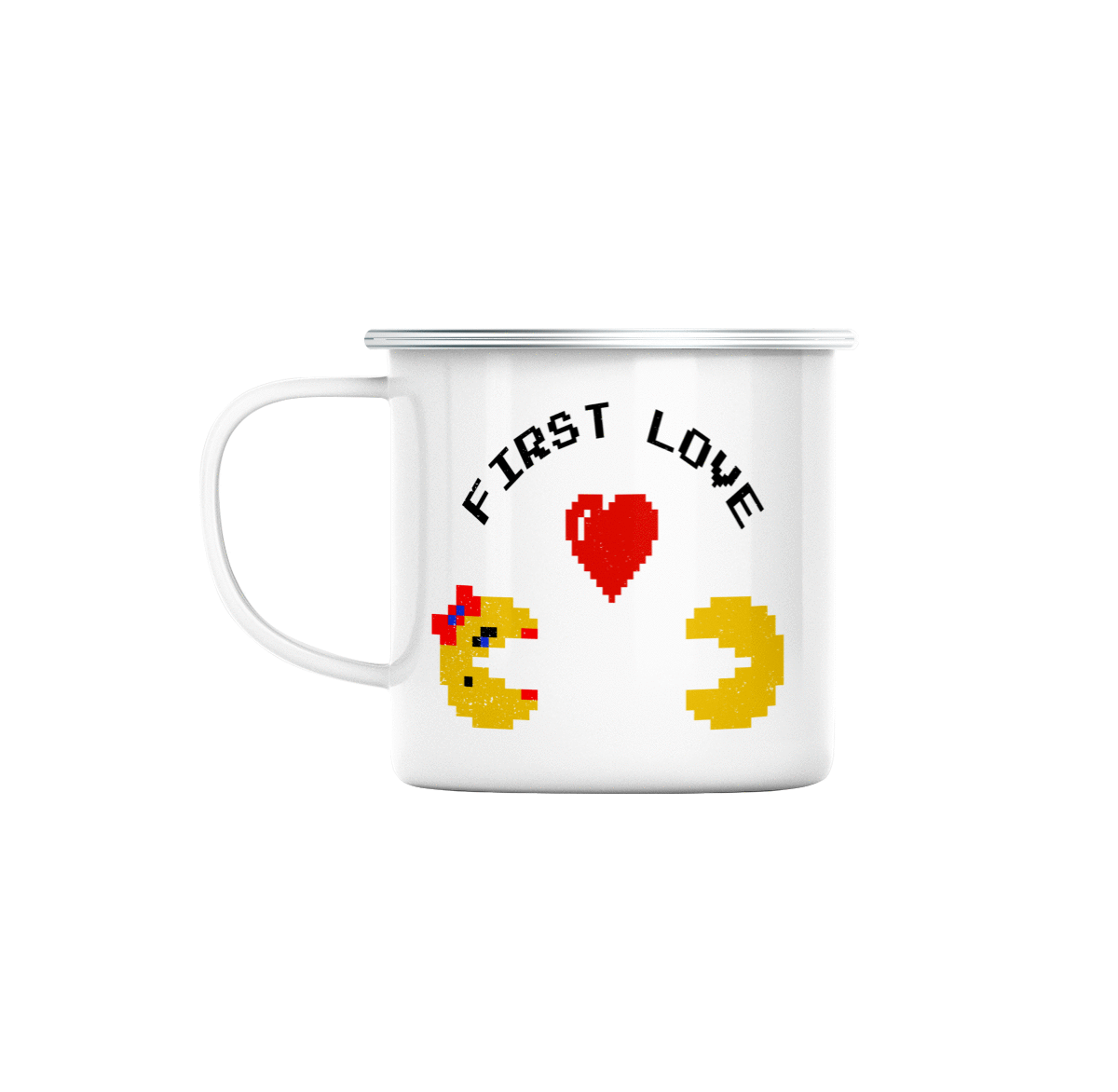 Mug GEEK en Métal Emaillé First Love Jeux Vidéo Retro Gaming Saint Valentin 8 Bit