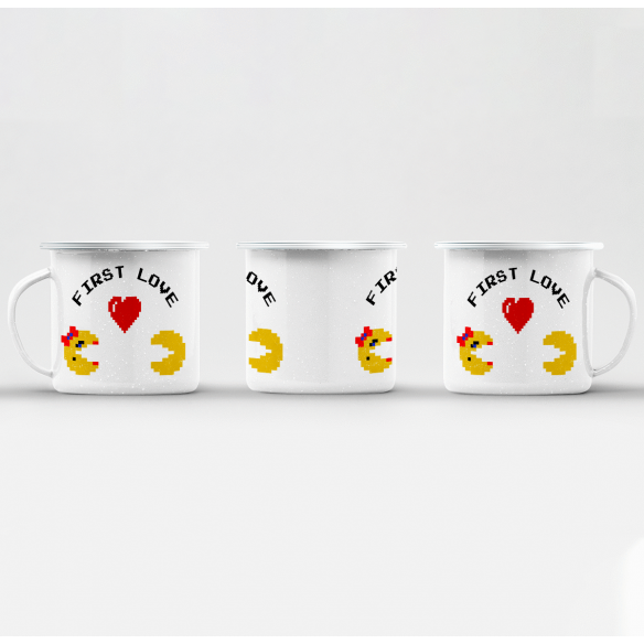 Mug GEEK en Métal Emaillé First Love Jeux Vidéo Retro Gaming Saint Valentin 8 Bit