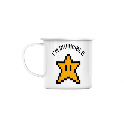 Mug GEEK en Métal Emaillé Etoile Mario Invincible Jeux Vidéo Retro Gaming Vintage