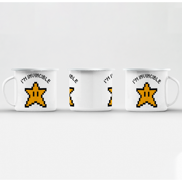 Mug GEEK en Métal Emaillé Etoile Mario Invincible Jeux Vidéo Retro Gaming Vintage