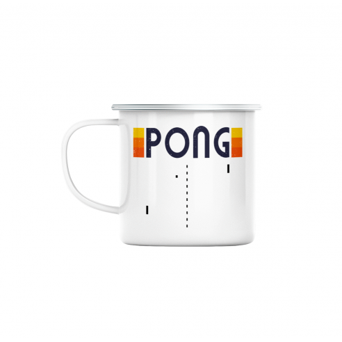 Mug GEEK en Métal Emaillé Pong Jeux Vidéo Retro Gaming Vintage Arcade 70's