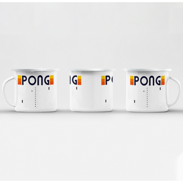 Mug GEEK en Métal Emaillé Pong Jeux Vidéo Retro Gaming Vintage Arcade 70's