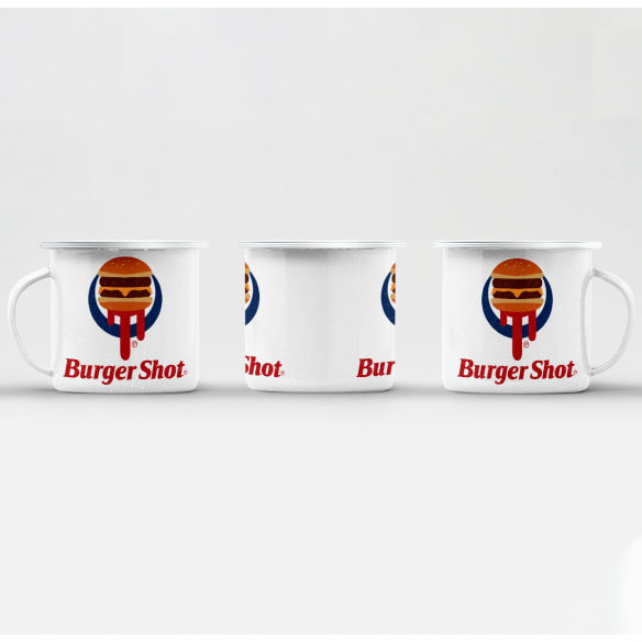 Mug GEEK en Métal Emaillé Burger Shot Geek Jeux Video Los Angeles