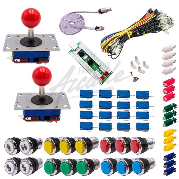 copy of Kit Arcade 2 Joueurs Lumineux Boutons Chromes Joysticks Zippyy Tige Longue Boule Carte XinMoTek