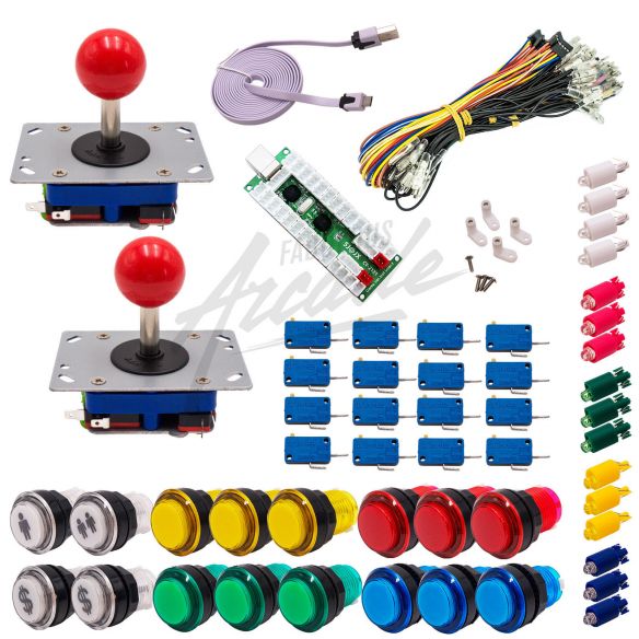 copy of Kit Arcade 2 Joueurs Lumineux Boutons Transparents Joysticks Zippyy Tige Courte Boule Carte XinMoTek