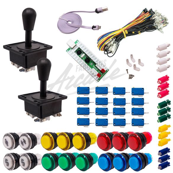 copy of Kit Arcade 2 Joueurs Lumineux Boutons Transparents Joysticks Américains Carte XinMoTek