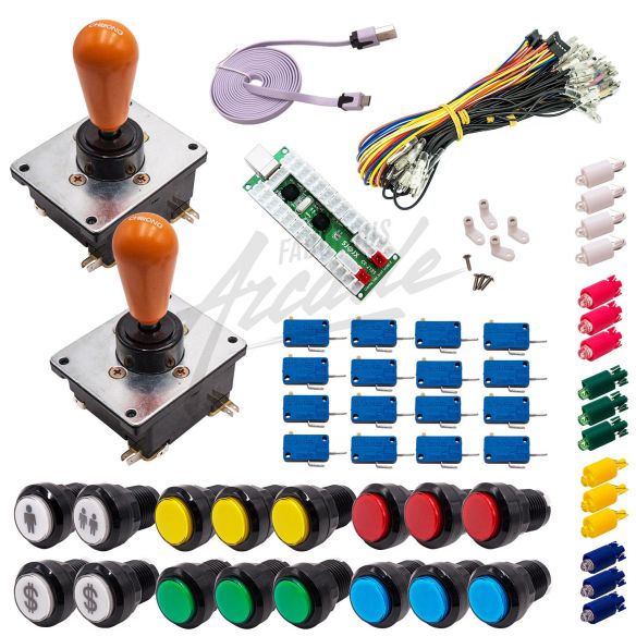 copy of Kit Arcade 2 Joueurs Lumineux Boutons Noirs 2 Joysticks Coréens Carte XinMoTek