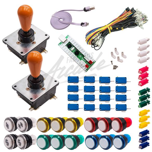 copy of Kit Arcade 2 Joueurs Lumineux Boutons Coeurs Blancs Joysticks Coréens Carte XinMoTek