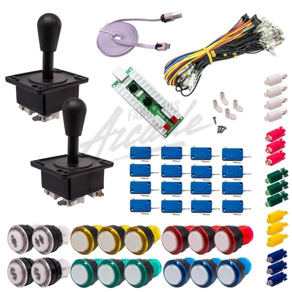 copy of Kit Arcade 2 Joueurs Lumineux Boutons Coeurs Blancs Joysticks Américains Carte XinMoTek